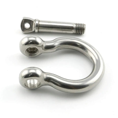 Badass Half Inch Stainless Steel Bow Shackle Screw Pin Anchor With Heavy Duty Design showing shackle and screw pin for secure connections.