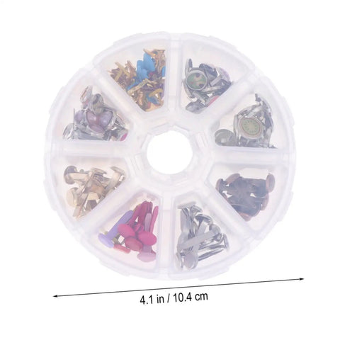 110 PCS Colorful Metal Brads Fasteners For Scrapbooking And Cardmaking, DIY Craft Decoration Kit With Split Pins in storage case