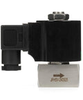Side view of Quarter Inch High Pressure Solenoid Valve 160 Bar Stainless Steel 12V DC High Temperature IP65 for fluid control