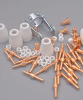 Plasma Cutter Consumables Kit For PT31 Torch With Roller Guide Includes Extended Nozzles Electrodes Swirl Rings And Accessories