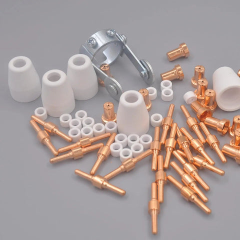 Plasma Cutter Consumables Kit For PT31 Torch With Roller Guide Includes Extended Nozzles Electrodes Swirl Rings And Accessories