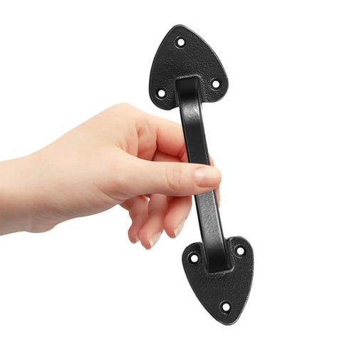 Heavy Duty Barn Door Pulls 3 Pack Aged Iron Finish Black Cast Iron Vintage Gate Handles for Standard Barn Door Hardware Rustic Farmhouse Style