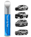 Exact Match Touch Up Paint Pen For Chevy GMC Buick And Cadillac Ice, Quick Silver, Switchblade Metallic Colors next to cars.