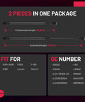 Front Hood Lift Supports Gas Spring Set For Lincoln Mark LT And 2004 to 2008 F150, 2 Pack Ball Studless, length details chart