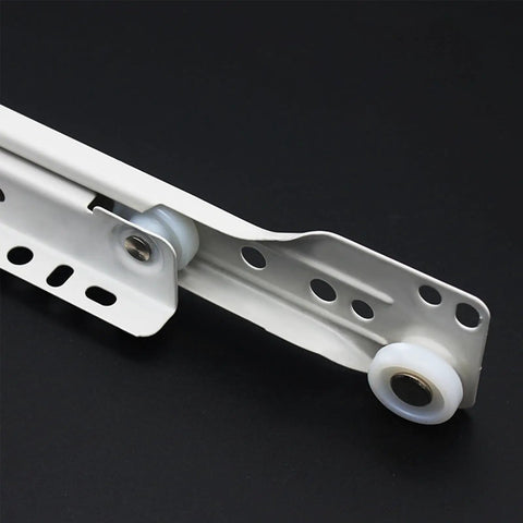 14 Inch Soft Close Heavy Duty Drawer Slide Kit With Bottom Mount Coated Steel Track And Smooth Nylon Rollers Rugged And Durable Drawer Glides Replacement For Cabinets And Dressers White Finish, white steel roller close-up