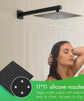 Shower Faucet System, 10-Inch Rain Head, 2-in-1 Handheld, Matte Black with overhead rain shower in use