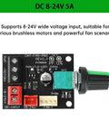 Brushless Motor Speed Controller Module 8 To 24 Volt For DIY Fans And Motors, PWM Precision Speed Control, 5A, circuit board view