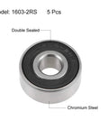 Deep Groove Ball Bearings 1603-2RS Five Sixteenth by Seven Eighth by Eleven Thirty Second Inch Double Sealed Chrome Steel GCr15
