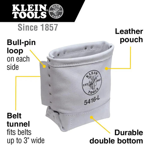Heavy Duty Leather Five By Ten By Nine Inch Bull Pin And Bolt Bag With Tunnel Loop Connection Reinforced Bottom Ten Inch Deep Tool Pouch