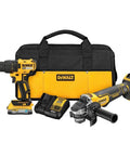 Solid Workhorse 20V Max Cordless Drill Grinder Combo Kit Pro Power Tools with batteries and fast charger in carrying bag.