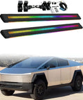 Slick Electric Deployable Running Boards For Tesla Cybertruck, heavy duty cast aluminum side steps with installation hardware.