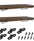 Two Pack Wooden Pegboard Shelves With Pro Grade Brackets And Thick Pegboard Hooks Durable Tool Organizer System for storage