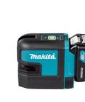 Heavy Duty Cordless Laser Level With Self Leveling Cross Line And Bright Green Beam For Construction Projects That Works Like A Charm Up To 115 Feet Range Paired With 12V CXT Battery System Tool Only side view with battery attached.