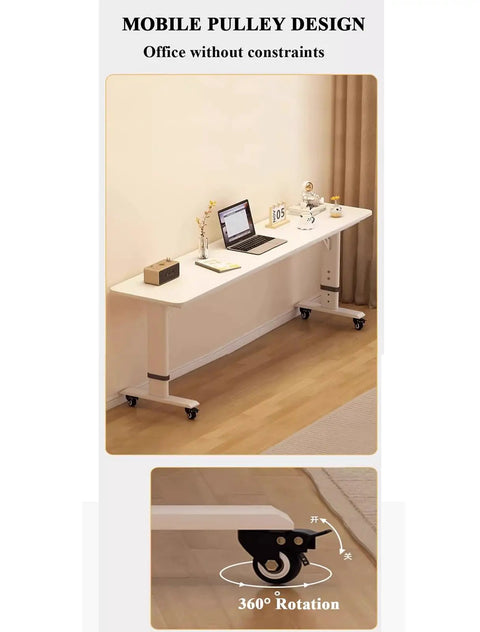Game Changing Ergonomic Height Adjustable Overbed Table With Smooth Ball Bearing Casters For Mobile Laptop Workstations, showcasing 360° rotating wheel.