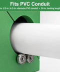 Heavy Duty Electric PVC Pipe Heater With Built In Temp Detector And Auto Shut Off For 1/2 To 4 Inch Conduit Bending shows 24-in heating length and fits 1/2 to 2-in conduit.