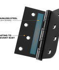 Bombproof Heavy Duty Ball Bearing Door Hinges In Matte Black Finish. Close-up of stainless steel hinge for durability and rust prevention.