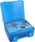 Open Electromagnetism Circuit Experiment Kit With Electromagnetic Starter Complete Physics Lab Box showing components in blue case