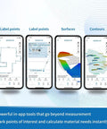 Digital Measuring Wheel With Smart App To Walk And Measure Distance And Area Across Gnarly Terrain No Tape Drama Just Pure Precision For Daily Grind Jobs And Quick Fixes showing app interface for measurement and contour analysis.