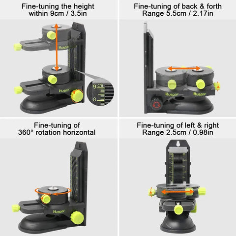 Fine-Tuning Bracket Laser Level Adapter Workhorse with Magnetic Pivoting Base and Adjustable Clip detailed adjustments