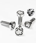 M6 Stainless Steel Anti Theft Locking Screws Kit 20mm Four Locks Plus One Key Heavy Duty Security Bolts displayed on white background