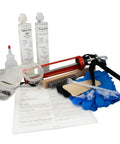 Ditch That Drip Forever With This Complete Polyurethane Leak Repair Foam Kit For Pipe Penetrations And Foundation Cracks Up To One Inch, Smooth Sailing DIY Setup Included, repair tools and safety glasses.
