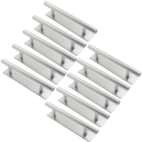 Self Stick Push Pull Helper Handles 10 Pack Silver Cabinet Drawer Pulls Durable ABS Plastic Easy Adhesive Install No Drill No Tools Required for Kitchen Bathroom and Bedroom, 10-pack silver ABS plastic handles