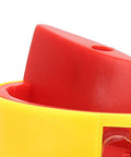 Close-up of Up To 32A Rotary Switch With 3 Pole 2 Position Disconnect Rotary Cam Selector in red and yellow.