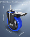 Four Inch Heavy Duty Stem Caster with 1/2-13 UNC Thread, swivel with dual lock brakes for furniture and carts