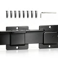Easy As Pie Setup Heavy Duty 9 Inch Reversible Door Latch With Padlock Hole, black finish, includes screws and hex key.