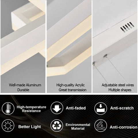 Integrated LED Pendant Light With Dimmable Color Changing LEDs Remote Control 3 Light Dope Modern Ceiling Fixture close-up