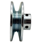 Side view of Single Groove V Belt Pulley, 3 Inch Outside Diameter, 7/8 Inch Bore, Carbon Steel Motor Pulley, Zinc Plated 1020 Steel