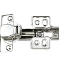 Close-up of Two Pack Stainless Steel 90 Degree Hydraulic Cabinet Hinges With Soft Close Concealed Silent Flush Mount For Narrow Corner Cabinets Rust Resistant Easy Screw Mount 3.85x2.36in.