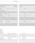 Diagram of Versatile Seventeen Piece Impact Extension And Accessory Set With Rails And Tray For One Quarter Inch, Three Eighths Inch, And One Half Inch Drive Extensions, Adapters, Reducers, And Storage Rails.