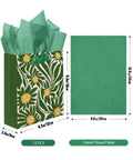 Clash Flowers Gift Bags With Tissue Paper Handles Pack Of 6 Medium Size Recyclable Cardboard Gift Bags For Party Favor Or Gift Wrapping Dope Floral Pattern And Eco Friendly Packaging with green tissue paper detail.