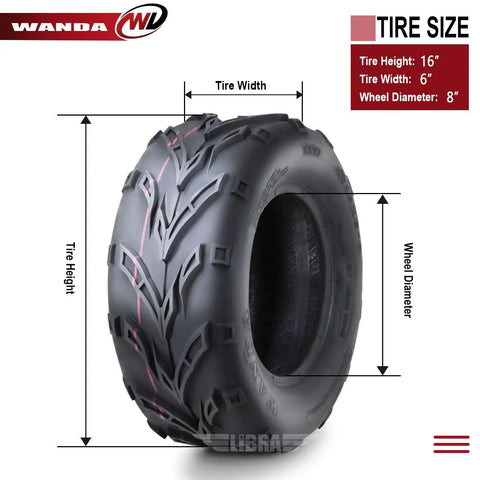 Go Kart And ATV Tires 16x6x8 4PR Fox Tread Directional Tires Set Of 2 For Mud Snow And Sand Ready Durable PunctureResistant Construction Wheels Not Included