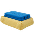 Bristle Free Grill Scraper Head Replaceable Cleaning Tool for Cast Iron and Stainless Steel Grates on yellow cloth pad