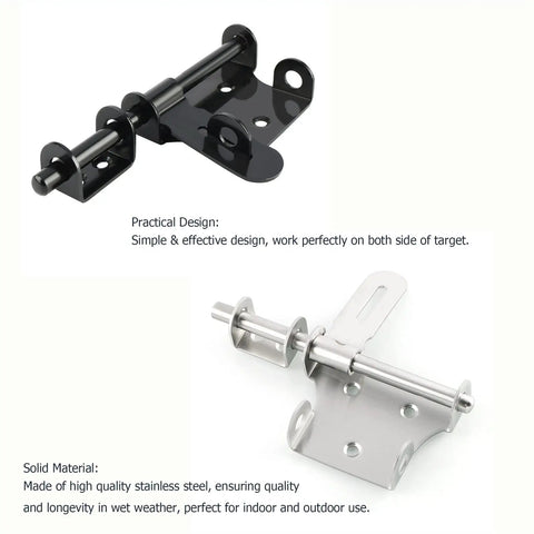 Heavy Duty Stainless Steel Gate Latch Lock With 150 Millimeter Bar For Wooden Garden Gates showing black and silver versions with practical design.