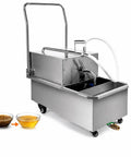 Built Tough Mobile Fryer Oil Filter System 55 Liter 110 Volt Commercial Restaurant Grease Transfer Pump with stainless steel finish.