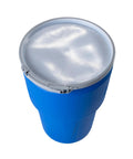 Blue 14 Gallon Plastic Drum for Hazardous Materials Storage and Spill Response DOT Compliant Open Head Drum with lid, top view