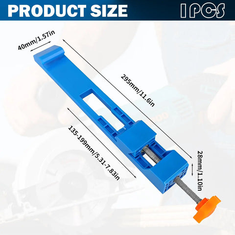 Adjustable Circular Saw Base Guide And Positioning Clamp Pro Grade For Precision Wood Cutting, size details shown