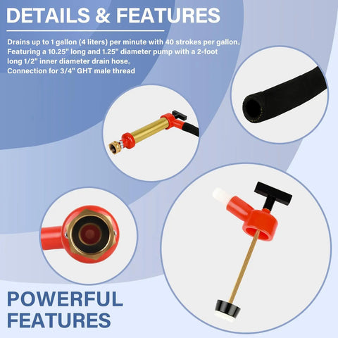 Marine Engine Oil Drain Hand Pump For Boats, Brass Oil Extractor for Quick Oil Change, details and features showcase