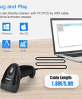 Handheld USB 2D Barcode Scanner Wired Plug And Play Automatic QR Code Reader With Long USB Cable for POS use