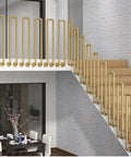 Tough As Nails Industrial Pipe Railing Featuring Slick Non Slip Iron Guardrail for indoor outdoor steps and decks with gold finish.