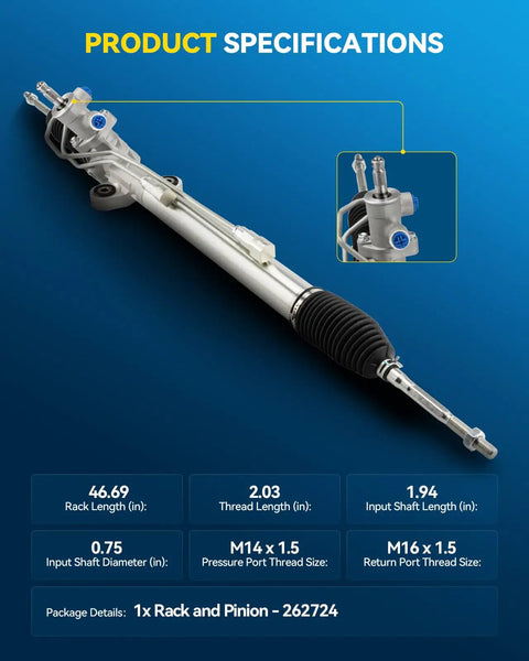 Hydraulic Power Steering Rack And Pinion Assembly For Honda Odyssey 2005 2006 Replacement 26-2724 specs view