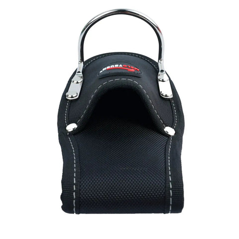Heavy Duty Hammer And Pliers Holster For Tool Belt, Boss Grade 1680D Polyester Holder in black, front view, tool tunnel visible.