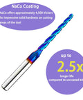 1 Degree Tapered Ball Nose CNC Router Bit with NaCo Coating for durability, three inch length, one quarter inch shank