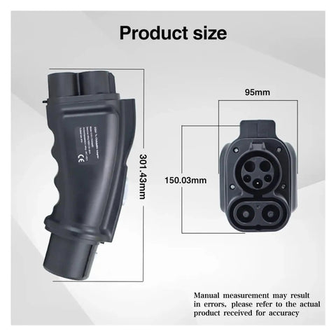 Heavy Duty Ccs1 To Chademoe Ev Charger Adapter Boasts 250 Amp Dc Output dimensions of 301.43mm length and 150.03mm height.