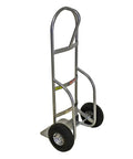 Heavy-Duty Welded Aluminum Hand Truck With P-Handle, 800-Pound Load Capacity, 10-Inch Pneumatic Tires, angled view