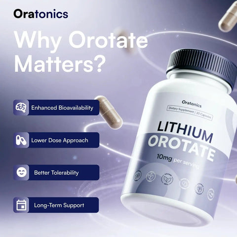 Lithium Orotate 10mg Trace Mineral Supplement For Daily Balance And Sharp Focus, Low-Dose Highly Absorbable Formula, Vegan Non-GMO Capsules