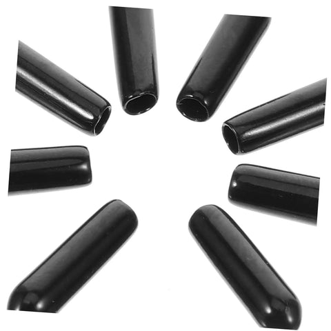 Heavy Duty Dishwasher Rack Prong End Caps 200 Pack Black Plastic Tip Protectors arranged in a circle for installation.